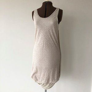 Beige Tank Dress with Laser Cut Front and Back Drape